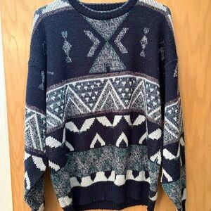 Navy Patterned Men's Sweater